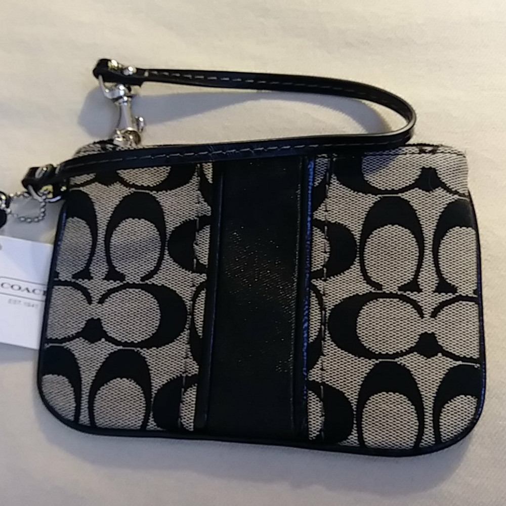 Coach Black White Wristlet